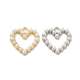 Alloy Pendants, with ABS Imitation Pearl, Heart Shape