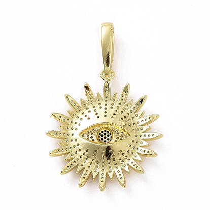 Micro cuivres ouvrent pendentifs zircone cubique, réel 18 k plaqué or, fleur avec breloques pour les yeux