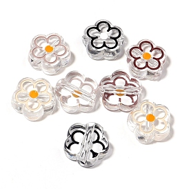 Perles acryliques transparentes, avec l'émail, fleur