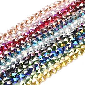 Electroplate Glass Beads Strands, Heart, Faceted