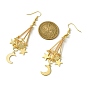 Alloy Macrame Pouch Dangle Earring for Stone Bead Holders, Moon & Star Dangle Earring for Women