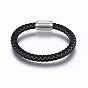Leather Braided Cord Bracelet with Magnetic Clasp for Men Women