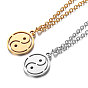 201 Stainless Steel Pendants Necklaces, with Cable Chains, Flat Round with Tai Ji