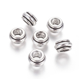 Perles en alliage de style tibétain, sans plomb et sans cadmium, tambour, 12x7mm, Trou: 7mm