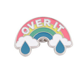 Word Over It Enamel Pin, Rainbow with Cloud Alloy Badge for Backpack Clothes, Platinum
