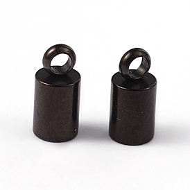 Column 304 Stainless Steel Cord Ends, End Caps, 8.2x4mm, Hole: 2mm, Inner Diameter: 3mm