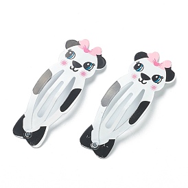 Cute Spray Painted Iron Snap Hair Clips, Panda, for Childern