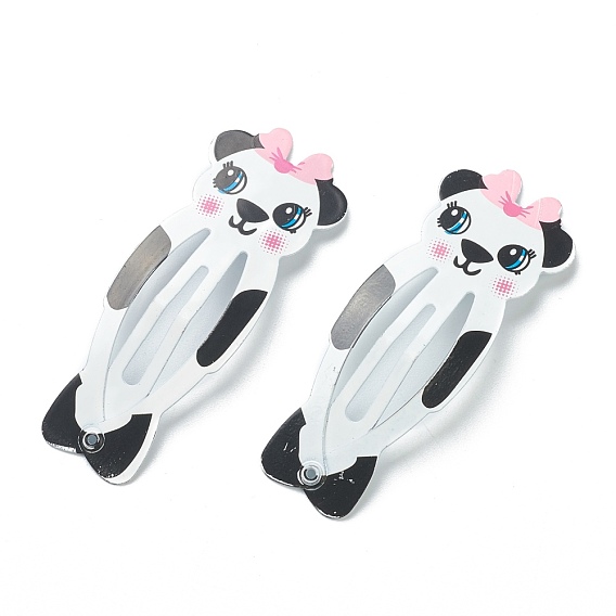 Cute Spray Painted Iron Snap Hair Clips, Panda, for Childern