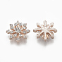 Cabujones de aleación de espalda plana, con diamante de imitación, flor, cristal