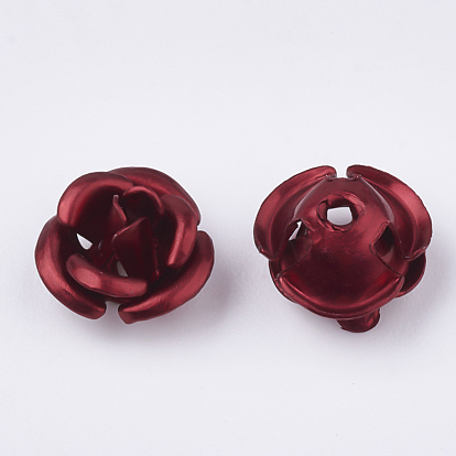 Aluminum Beads, Frosted, Long-Lasting Plated, 3-Petal Flower