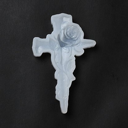 Cruz de religión con moldes de silicona para decoración de exhibición de rosas, moldes de resina, para resina uv, fabricación artesanal de resina epoxi