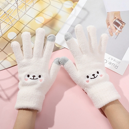 Velvet Full Finger Gloves, Cute Women Winter Warm Gloves, Lovely Wind Proof Gloves