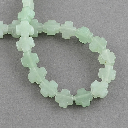 Natural Green Aventurine Stone Beads Strands, Greek Cross, 8x8x4mm, Hole: 1mm, about 50pcs/strand, 16.9 inch