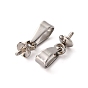 201 Stainless Steel Peg Bails Pendants, For Half Drilled Beads, 12x4mm, Pin: 1mm, Hole: 5.5x2.5mm