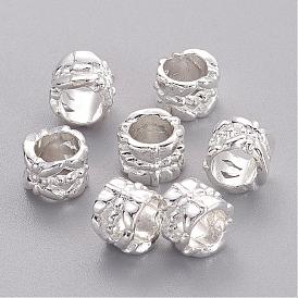 Tibetan Silver Beads, Lead Free and Cadmium Free, Column, 8mm in diameter, 6.5mm thick, hole: 5.5mm