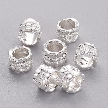 Бусины из тибетского серебра, без свинца и без кадмия, колонка, 8 мм диаметром, толщиной 6.5 мм , отверстие : 5.5 мм