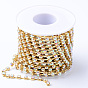 Brass Rhinestone Strass Chains, with Spool, Rhinestone Cup Chains