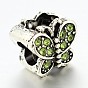 Large Hole Butterfly Alloy Rhinestone Beads, 10x11x9mm, Hole: 6x4mm