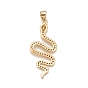 Brass Micro Pave Cubic Zirconia Pendants, Real 18K Gold Plated, Lead Free & Cadmium Free, Snake