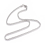 Unisex 304 Stainless Steel Rope Chain Necklaces, with Lobster Clasps