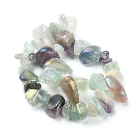 Brins de perles de fluorite naturelle galvanisées, de couleur plaquée ab , puce