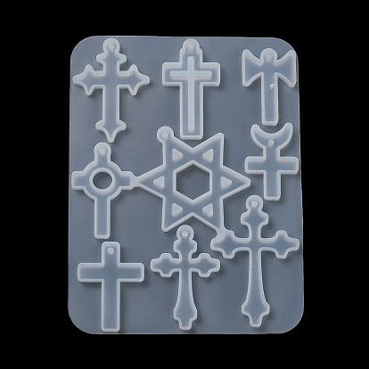 Moldes de silicona diy con colgante de estrella de david y cruz, moldes de resina, para resina uv, fabricación artesanal de resina epoxi