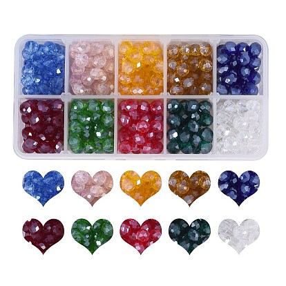 400Pcs 10 Colors Electroplate Glass Beads Strands, Pearl Luster Plated, Faceted, Rondelle