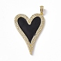 Micro cuivres ouvrent pendentifs zircone cubique, Style émail, charme coeur, or