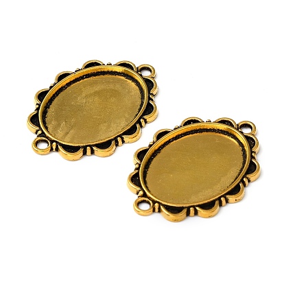 Tibetan Style Alloy Cabochon Connector Settings, Oval, Cadmium Free & Lead Free