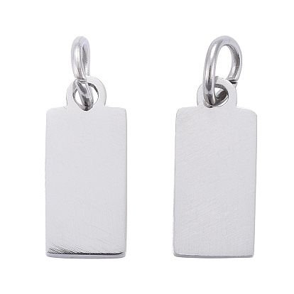 201 Stainless Steel Pendants, Manual Polishing, Rectangle, Stamping Blank Tag