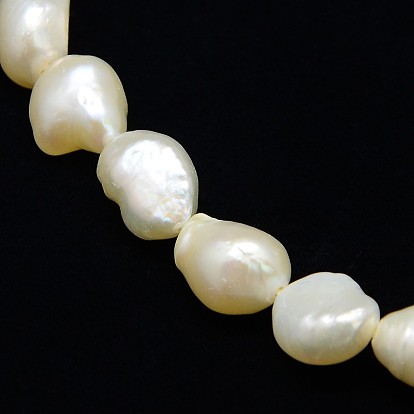 Natural Cultured Freshwater Pearl Beads Strands, Two Sides Polished, 9~10mm, Hole: 0.8~1mm, about 32pcs/strand, 13.77 inch ~14.17 inch
