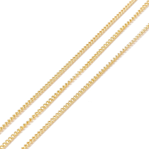 Brass Curb Chains, Long-Lasting Plated, Soldered, with Spool, Cadmium Free & Lead Free