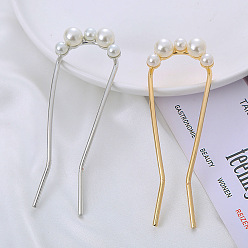 Perlenhaarnadel – einfache U-förmige Haarspange für Dutt-Frisur, Vintage-Haar-Accessoire.