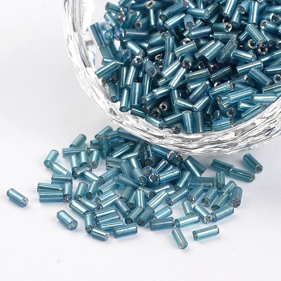 Silver Lined Round Hole Glass Bugle Beads