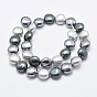 Shell Pearl Beads Strands, Polished, Flat Round