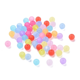 Transparent Acrylic Ball Beads, Frosted Style, Round