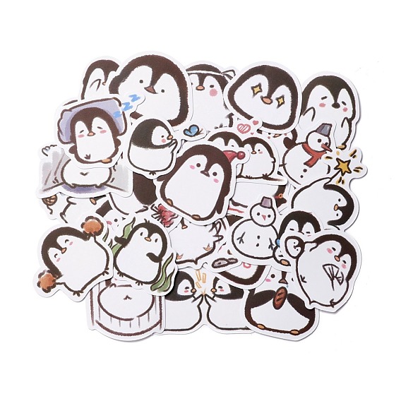 Cartoon Penguin Paper Stickers Set, Waterproof Adhesive Label Stickers, for Water Bottles, Laptop, Luggage, Cup, Computer, Mobile Phone, Skateboard, Guitar Stickers Decor