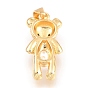 Brass Micro Pave Cubic Zirconia Pendants, Long-Lasting Plated, Inlay Bear Shape, Real 18K Gold Plated