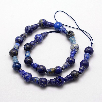 Brins de perles de gourou à trous en lapis-lazuli naturel, pour la fabrication de bijoux bouddhiste, perles t-percées, teint