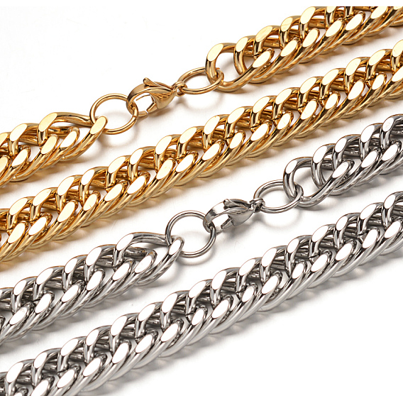 304 Stainless Steel Twisted Chains Necklaces, with Lobster Claw Clasps, Faceted, 29.52 inch(750mm)
