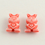Craft Style Colorful Bunny Acrylic Beads, Rabbit with Heart, 13.5x9x5mm, Hole: 2mm, about 1700pcs/500g