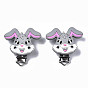 Food Grade Eco-Friendly Silicone Baby Pacifier Holder Clips, with 304 Stainless Steel Clips, Rabbit