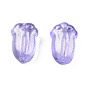 Perles de verre peintes par pulvérisation transparent, avec de la poudre de paillettes, pakchoi