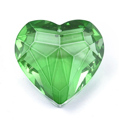 K9 Glass Rhinestone Pendants, Faceted, Heart