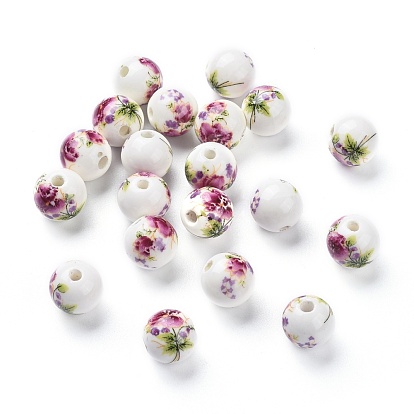 Perles en porcelaine manuelles, ronde