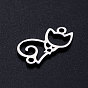 201 connecteurs de liens chaton en acier inoxydable, pour la fabrication artisanale de bijoux, silhouette de chat
