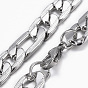 Colliers de chaîne figaro en acier inoxydable pour hommes à la mode et ensembles de bijoux de bracelets, avec fermoir pince de homard