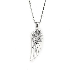201 Stainless Steel Chain, Zinc Alloy Pendant Necklaces, Wing