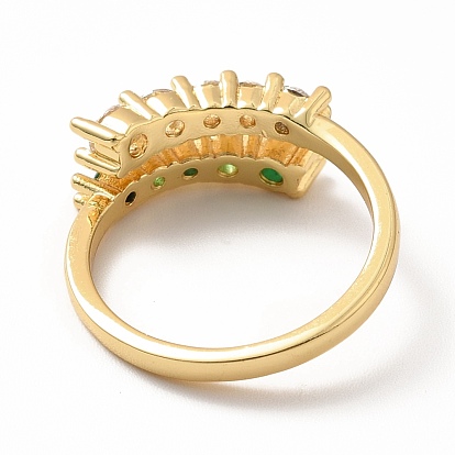 Anillos de puño abiertos rectangulares de circonita cúbica, joyas de latón chapado en oro real 18k para mujer, sin plomo y el cadmio