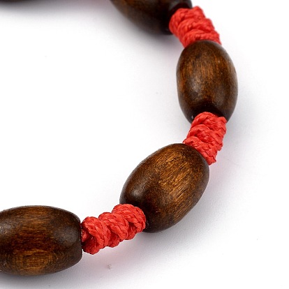 Bracelets de perles tressées en corde de polyester ciré coréen ajustable, avec perles de tonneau en bois d'érable naturel peintes à la bombe